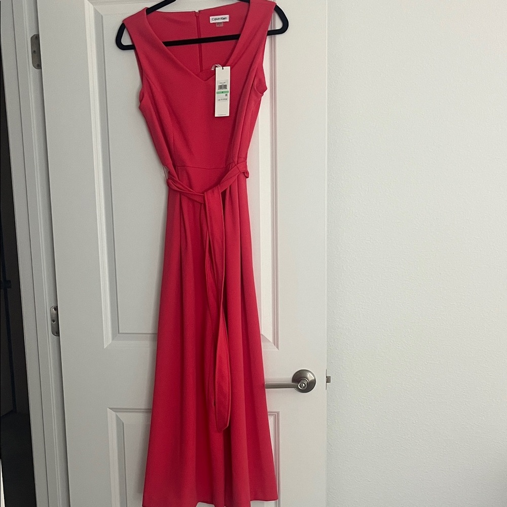 Calvin Klein Collection Vibrant Coral Jumpsuit Sz 8 NWT